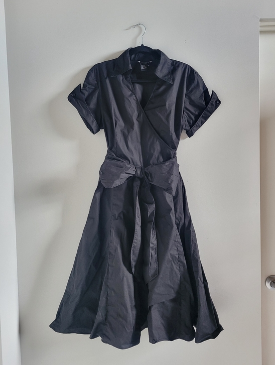 Sandro Dresses & Skirts - Sandro Sportswear Wrap Fit & Flair Black Dress Womens Size 16 (L/XL)
